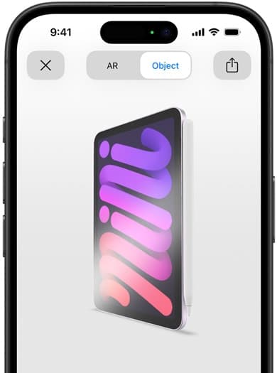 iPad mini shown in AR placement view