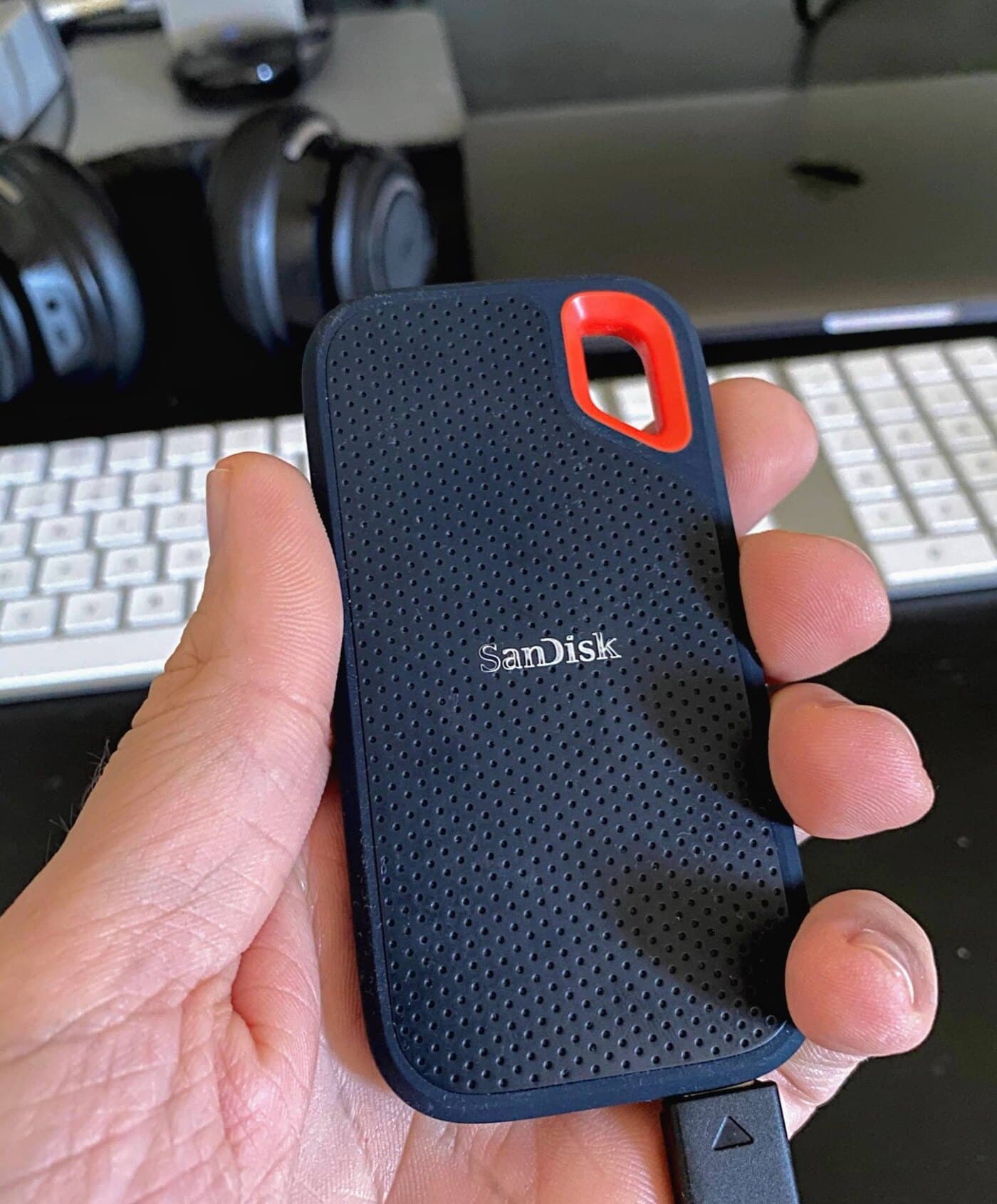 Portable SSD connected over USB-C during backup