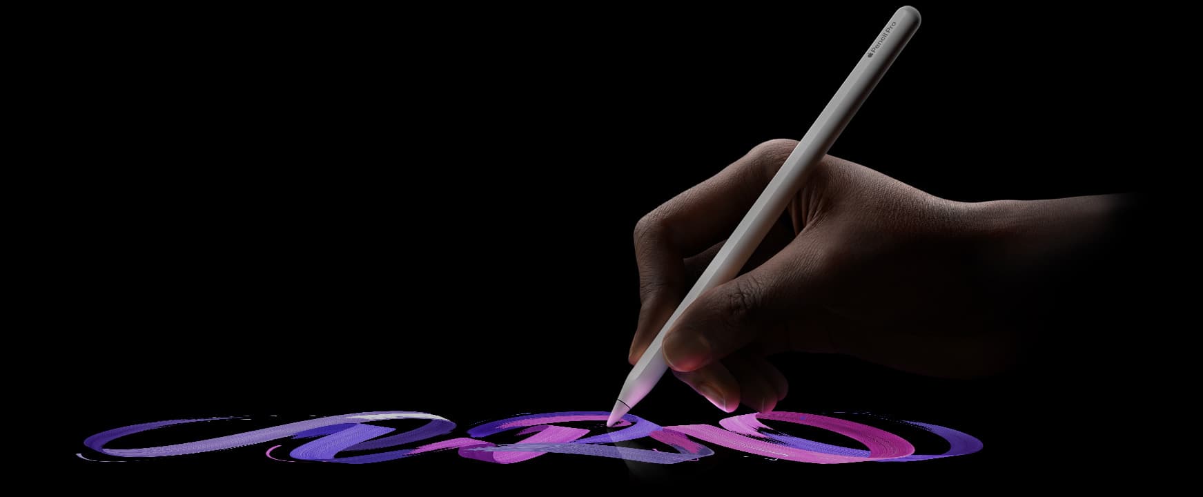 Apple Pencil Pro close-up on dark background