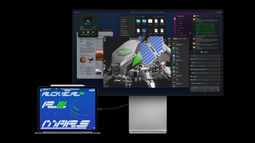 iPad with external display in low-light setup