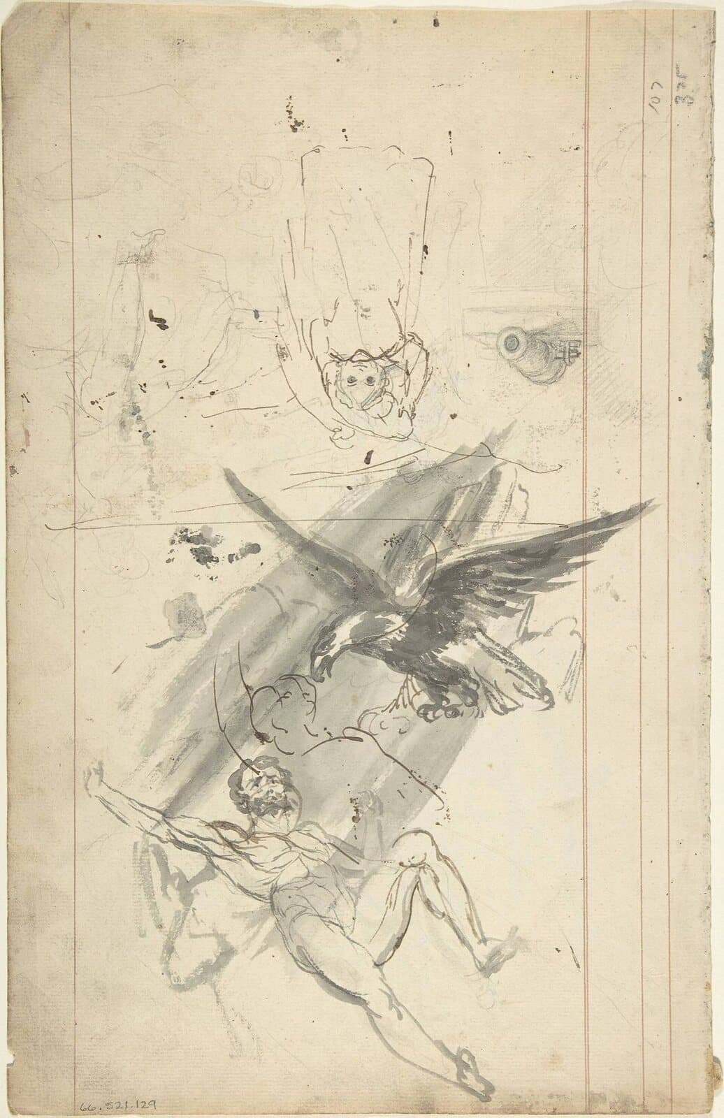 Sketchbook page with museum study notes