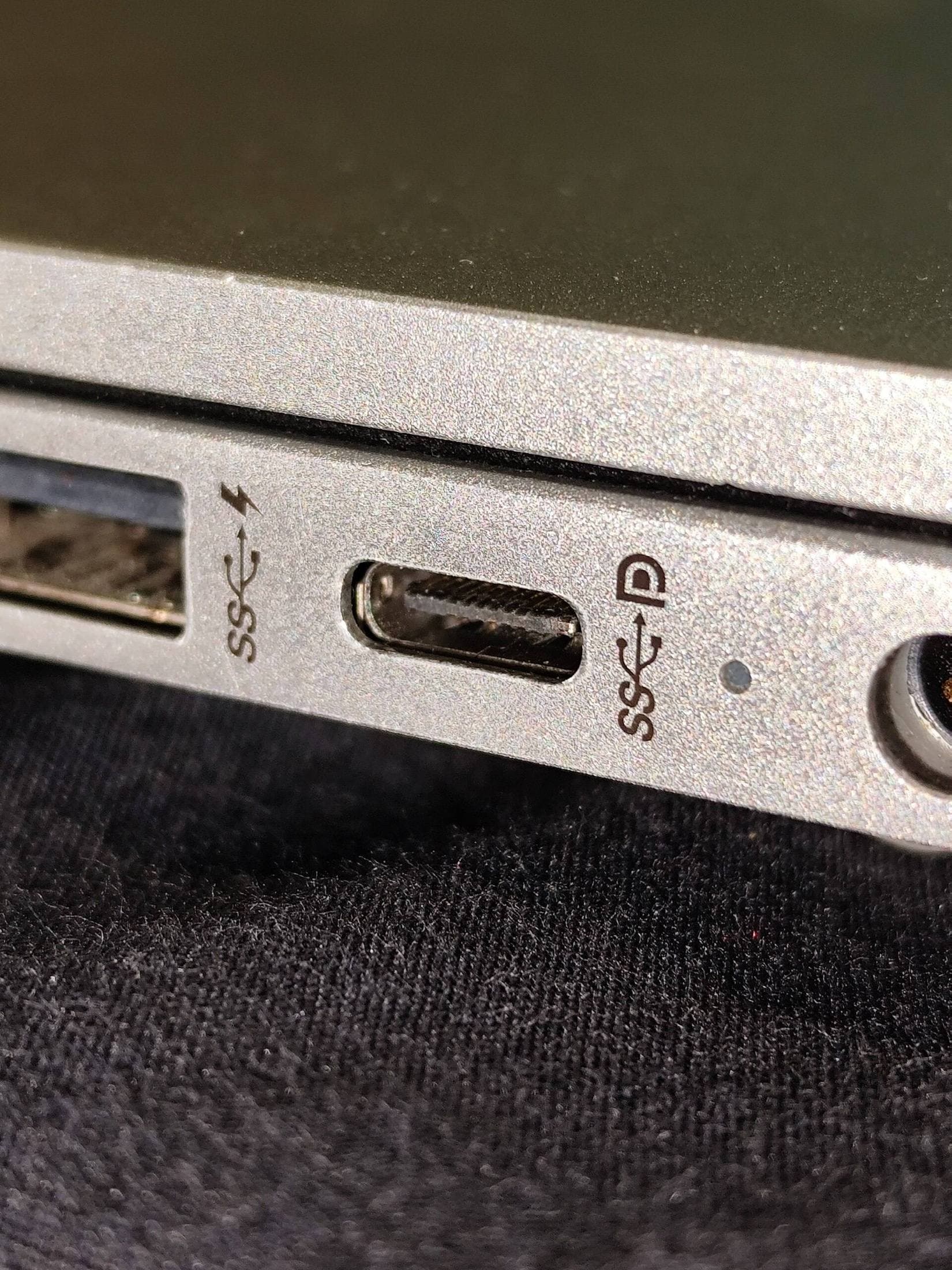 USB-C connector on laptop